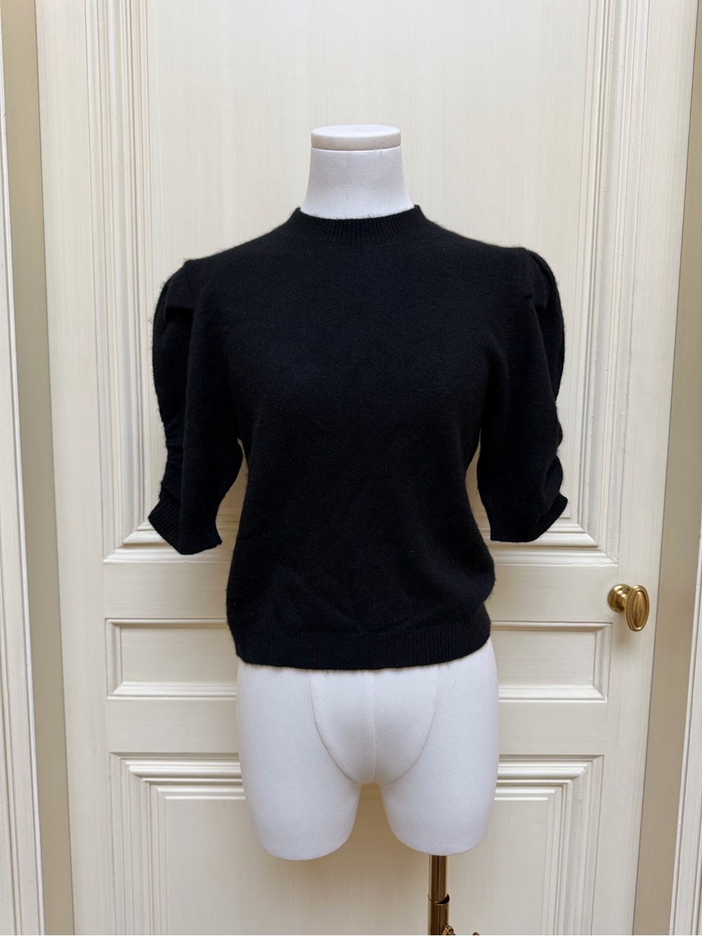 Frame Black Puff-Sleeve Sweater